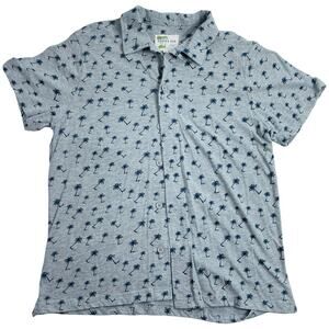 Kahuna Bay Hawaiian Style Palm Tree Button Down Polo Style Shirt Size Large